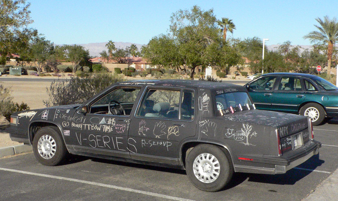 chalkboard car