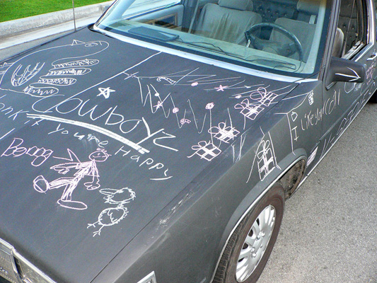 chalkboard car